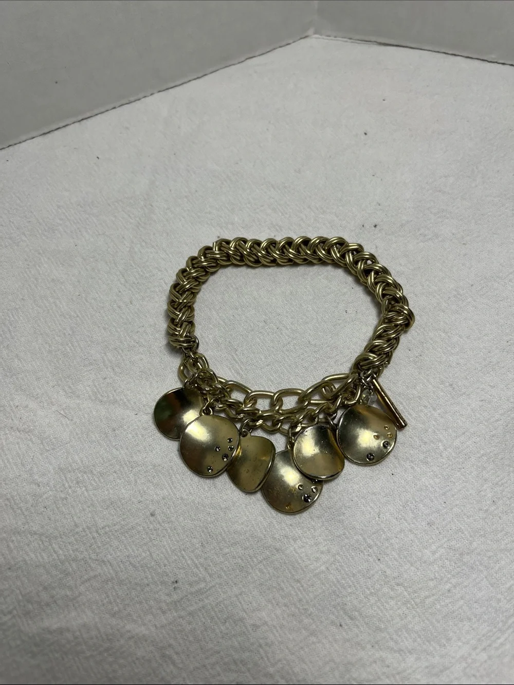 Kenneth Cole Gold-Tone Stretch Bracelet - Dangle Disc Charms